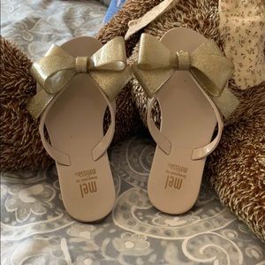 Mini Melissa flipflop gold glitter BOW sz 11 girls